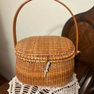 Elegant Tan Woven Basket Bag